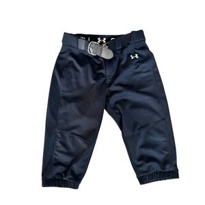 Under Armour Youth Girls Softball Pants YLG Black W/Belt Athletic Sports Core C8